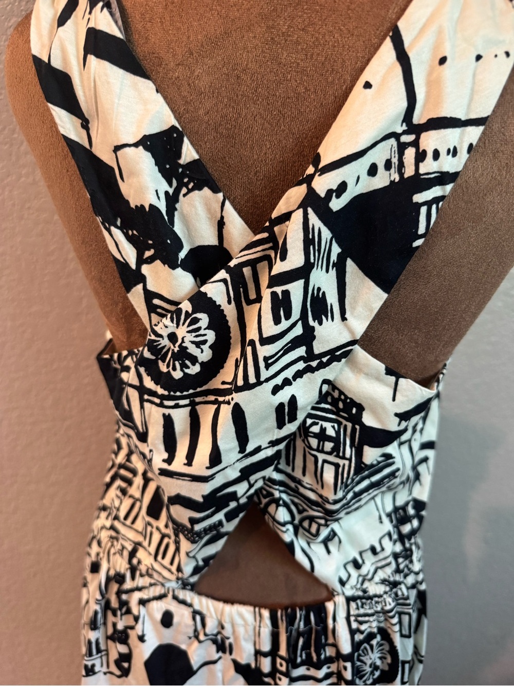 Weekend Max Mara PAPIRO XL Black Ivory Architectural Print Cotton Dress Italy - Picture 5 of 10